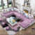 U Shape Sofa Set 9 Seater With Tea Table & 4 Puffy (Purple) - front_view