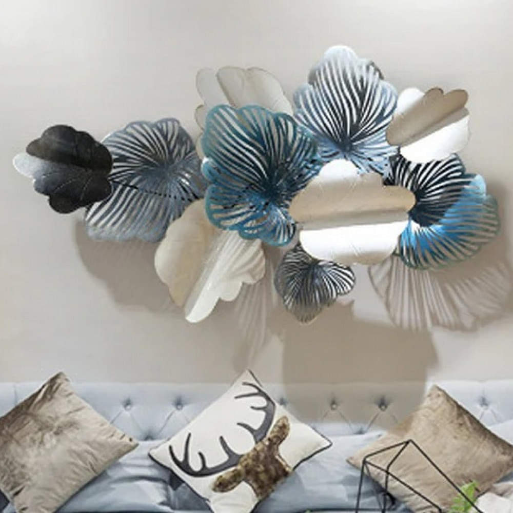 Iron Leaf Metal Wall Art In Blue - photo