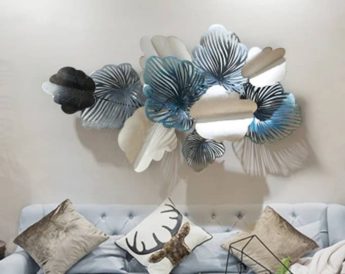 Iron Leaf Metal Wall Art In Blue