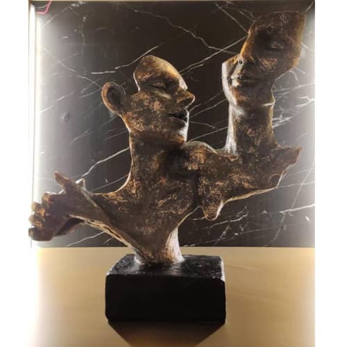 Nordic Dancer Couple Statue / Vintage Lover Sculpture / Handcrafted Abstract Figurine For Interior Design