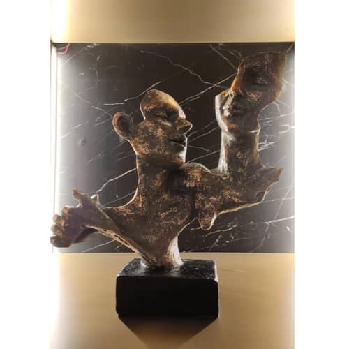 Nordic Dancer Couple Statue / Vintage Lover Sculpture / Handcrafted Abstract Figurine For Interior Design