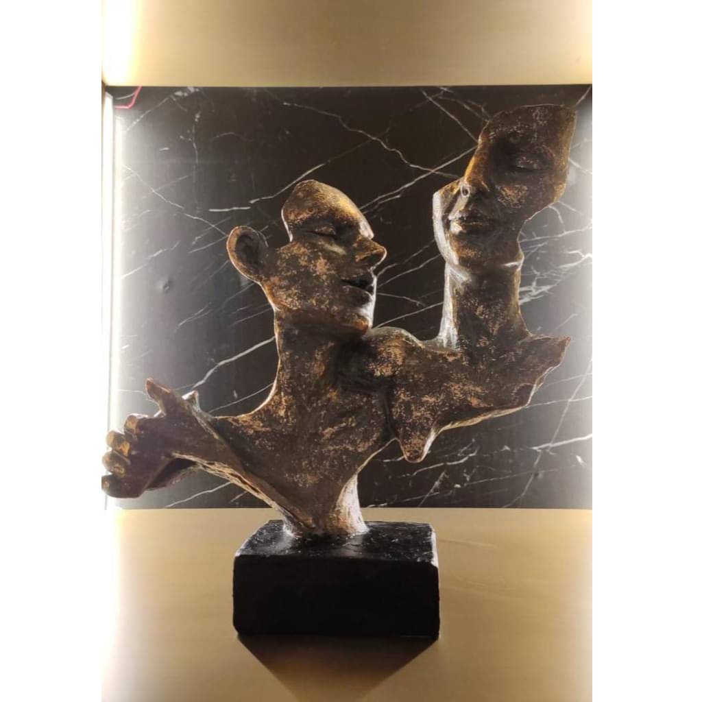 Nordic Dancer Couple Statue / Vintage Lover Sculpture / Handcrafted Abstract Figurine For Interior Design