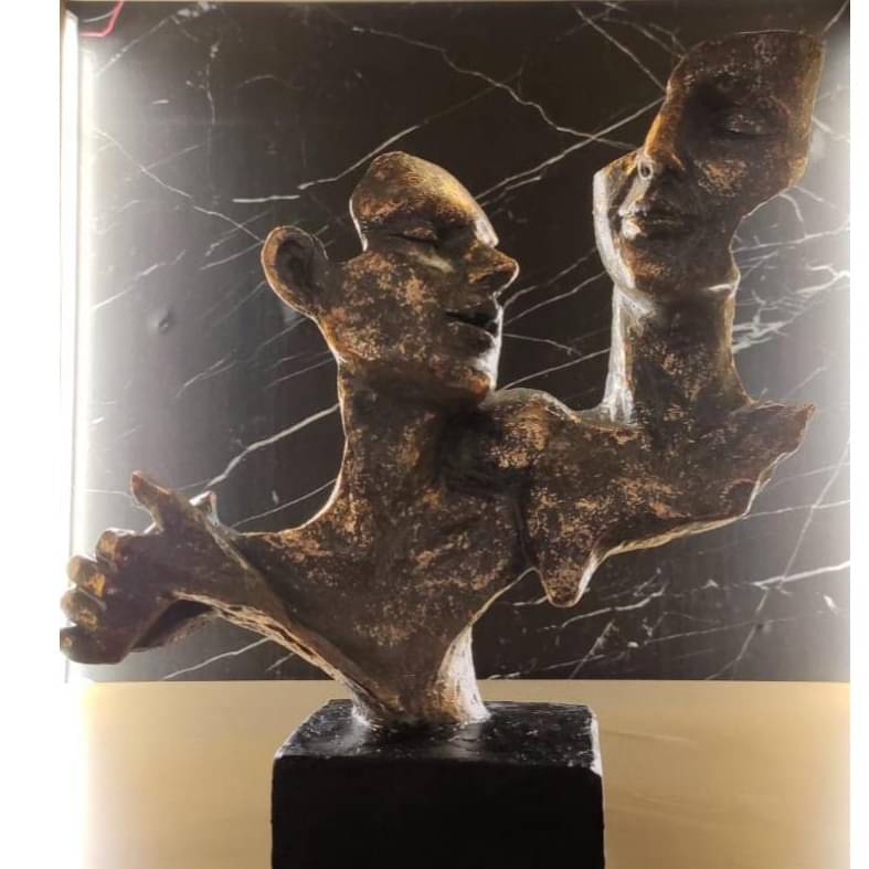 Nordic Dancer Couple Statue / Vintage Lover Sculpture / Handcrafted Abstract Figurine For Interior Design