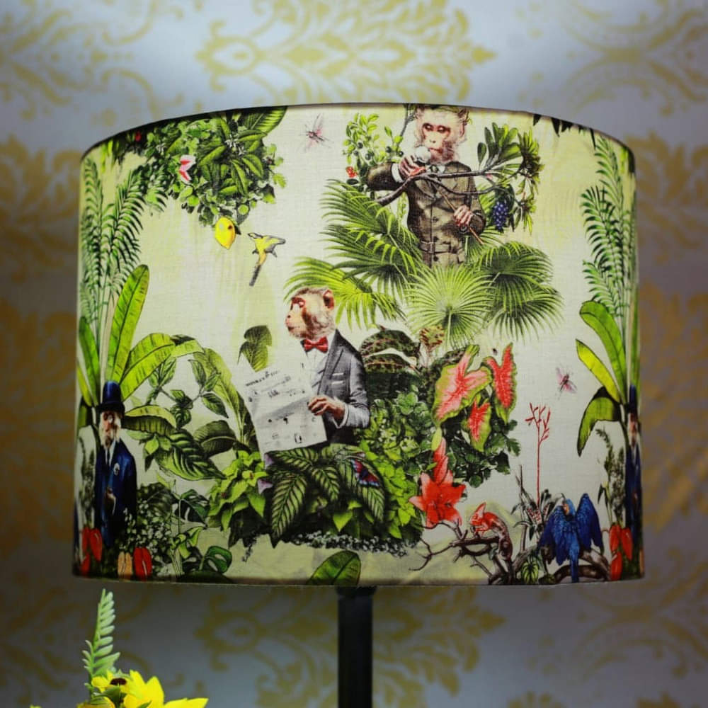 Monkey Print Drum Lampshade - photo