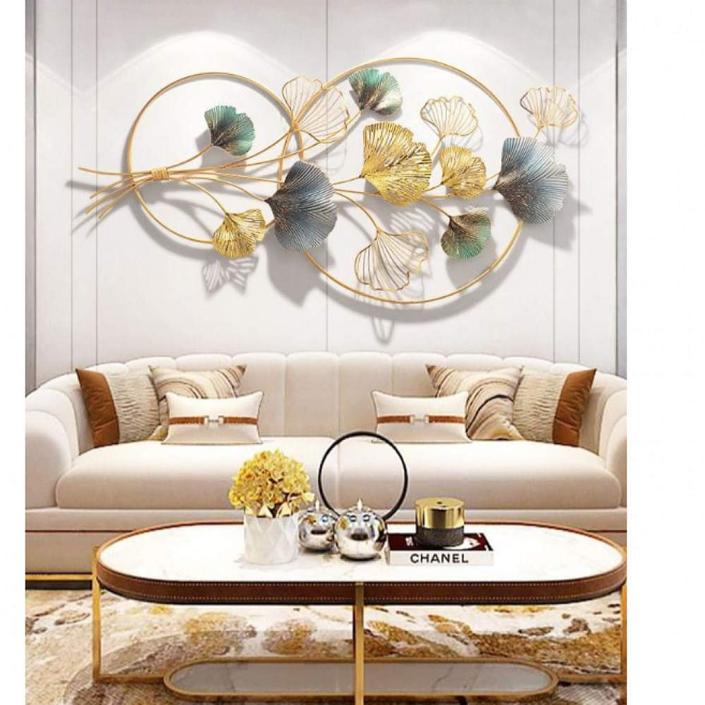 Green & Golden Entwined Wild Petals Metal Wall Art - photo