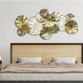 Flowers Design in white and golden Large Metal Wall Art - photo