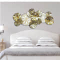 Flowers Design in white and golden Large Metal Wall Art - front_view