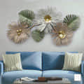 Ophelia Flowers with Ereca Palm leaves Metal Wall Art - top_view