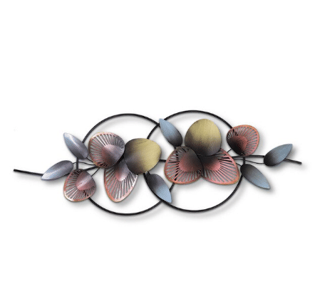 Retro Style Colored Petal Iron Wall Art - front_view