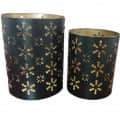 Fancy Tea Light Holder (Black, Pack of 2) - top_view