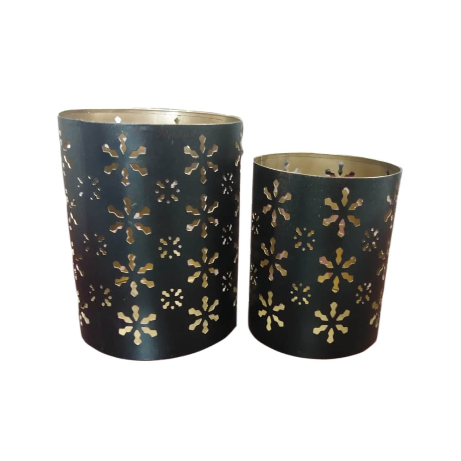 Fancy Tea Light Holder (Black, Pack of 2) - rear_view