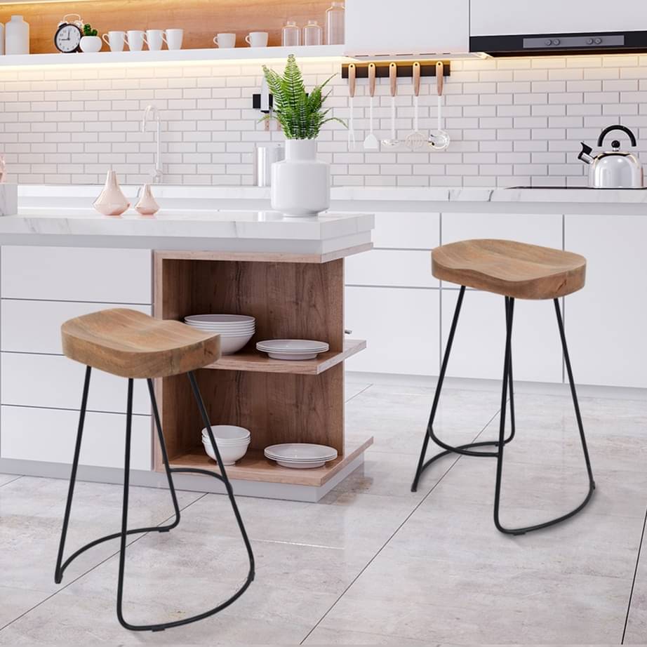 Set of 2 Saddle Bar Stool  (30 INCH)