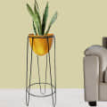 Electroplating decorative Indoor Metal Planter Pot with Stand (Set of 1) - photo