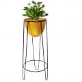 Electroplating decorative Indoor Metal Planter Pot with Stand (Set of 1) - front_view