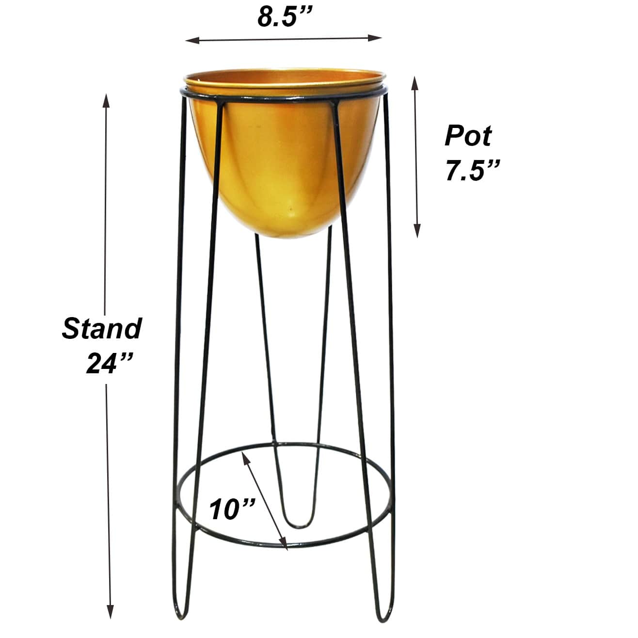 Electroplating decorative Indoor Metal Planter Pot with Stand (Set of 1) - top_view