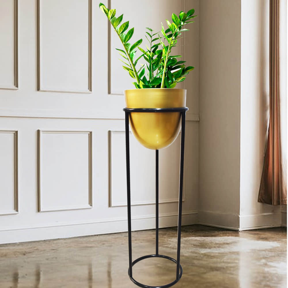 Decorative Indoor Metal Planter Pot with Stand (Set of 1) - photo
