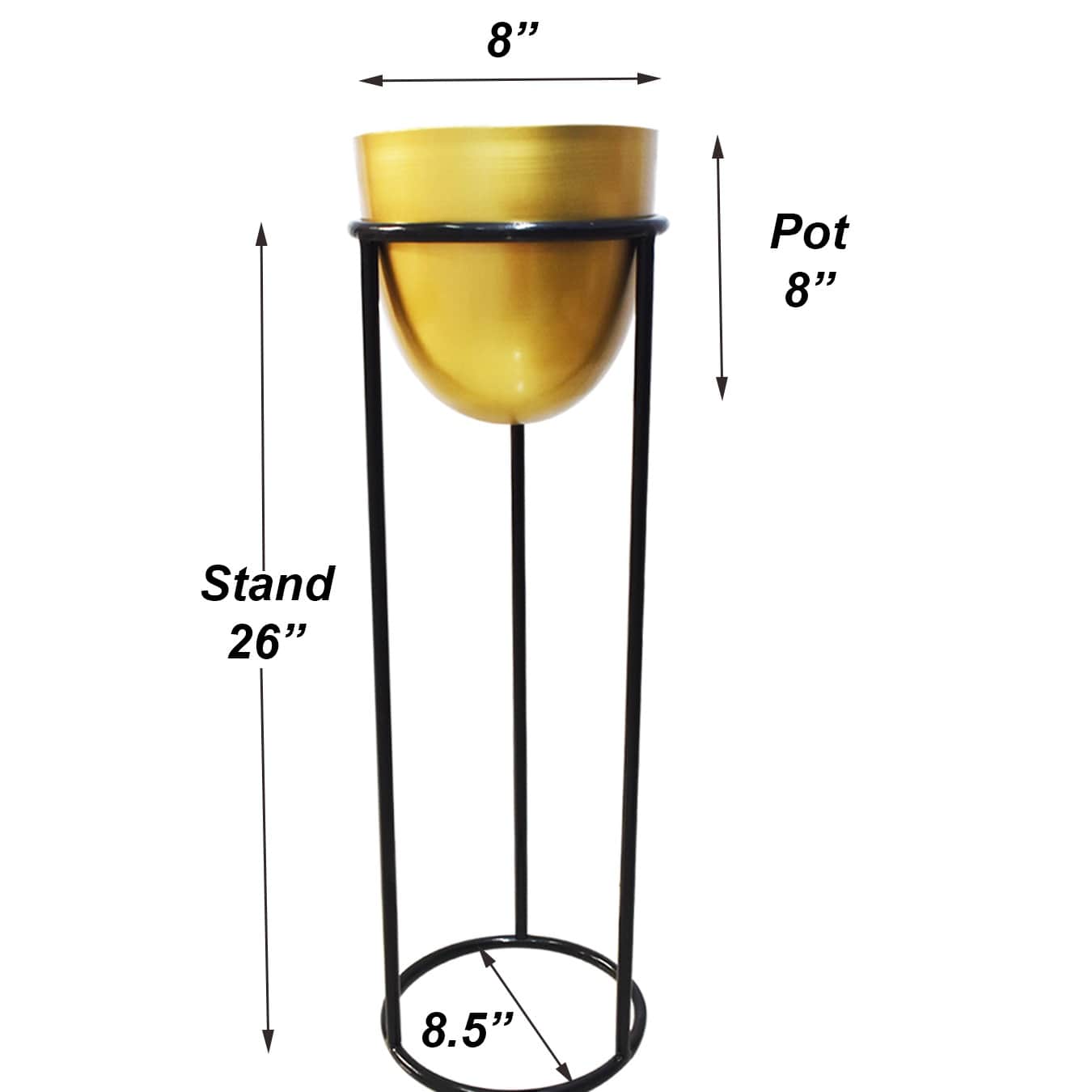 Decorative Indoor Metal Planter Pot with Stand (Set of 1) - top_view
