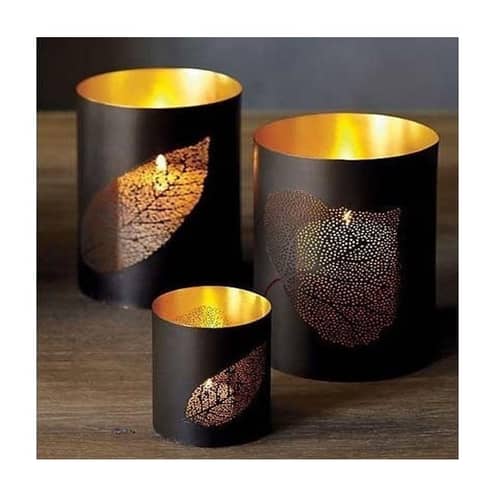 Leaf Design Votive Candle Holder (Set Of 3)