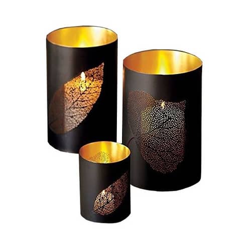 Leaf Design Votive Candle Holder (Set Of 3)