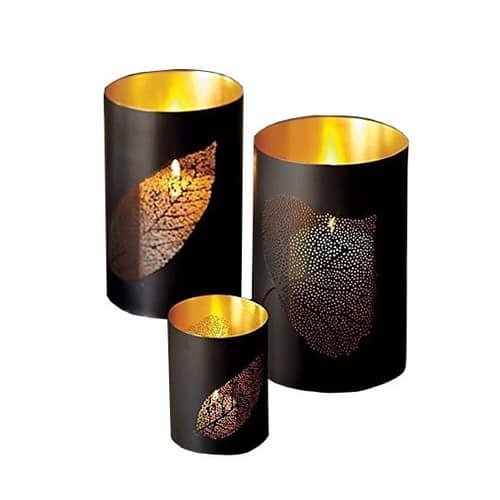 Leaf Design Votive Candle Holder (Set Of 3)