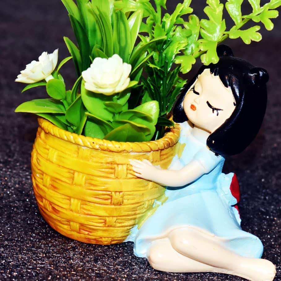 Resin Girl Shape Pot (set of 2) - rear_view