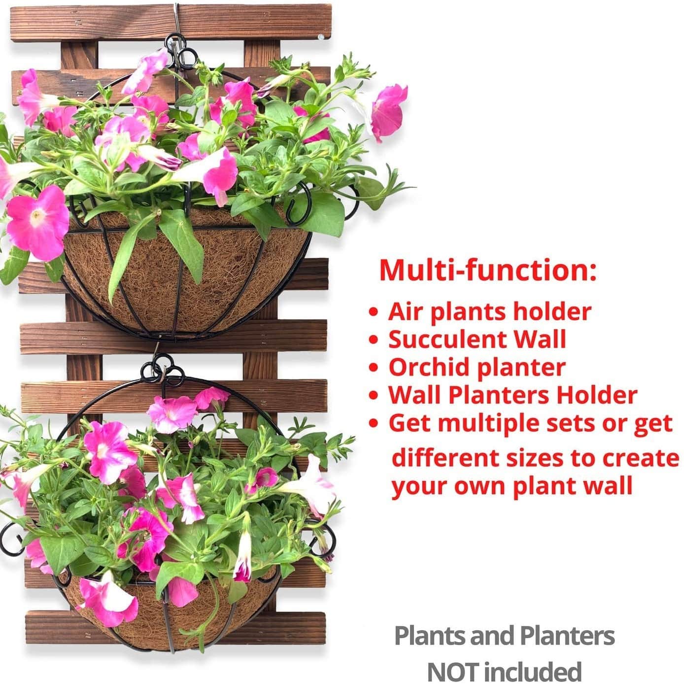 Wooden Hanging Planter 60 CM (Set of 1) - top_view