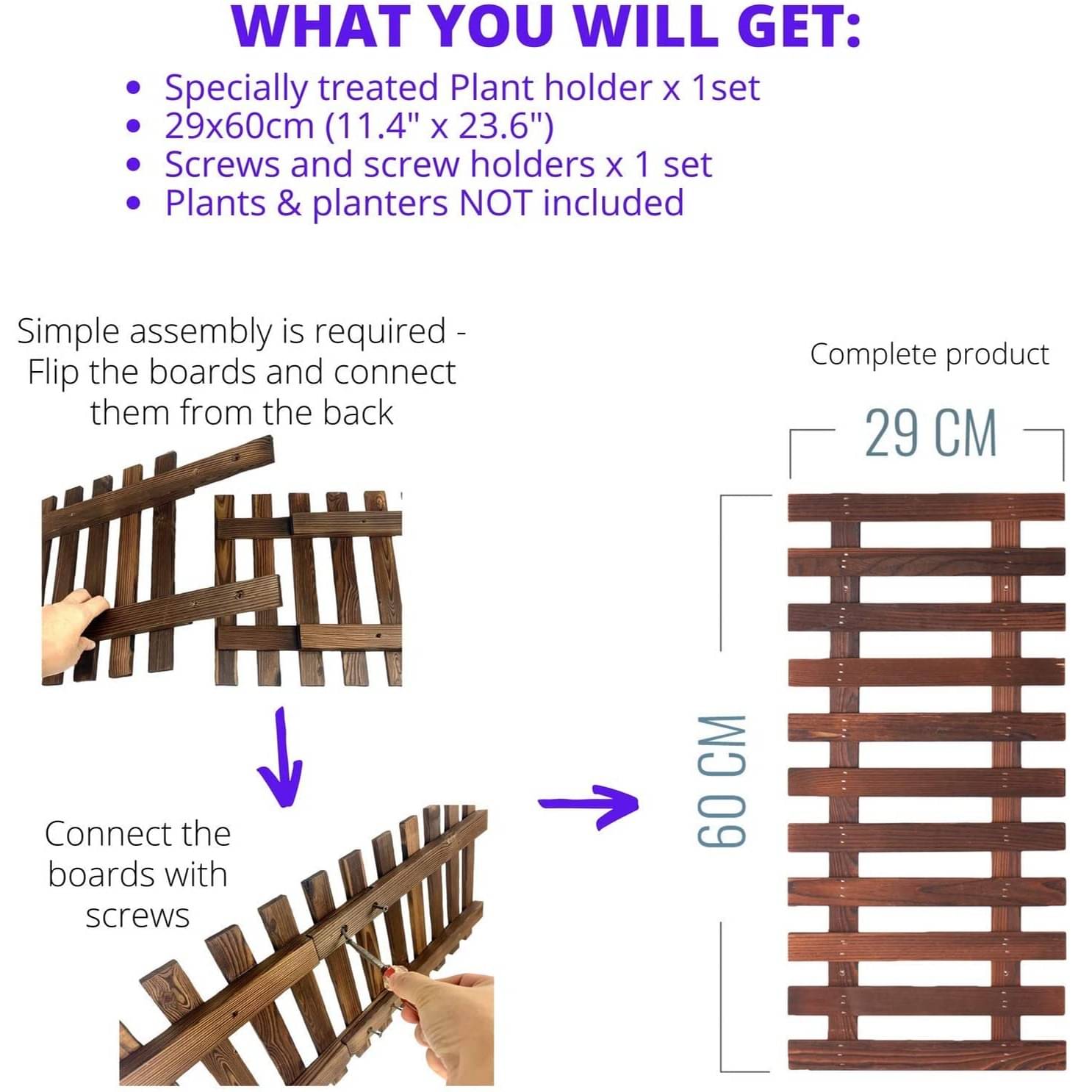 Wooden Hanging Planter 60 CM (Set of 1)