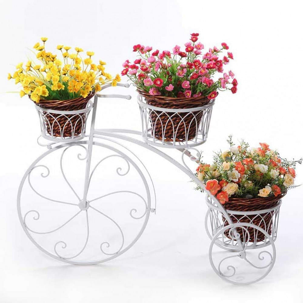 Cycle Design Flower Pot metal Stand (White) - photo