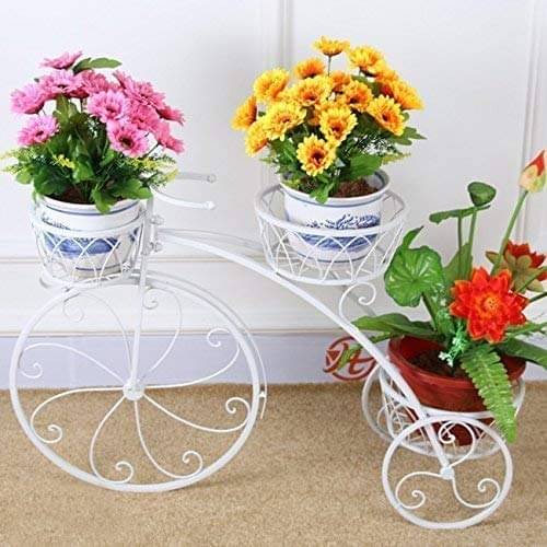 Cycle Design Flower Pot metal Stand (White)