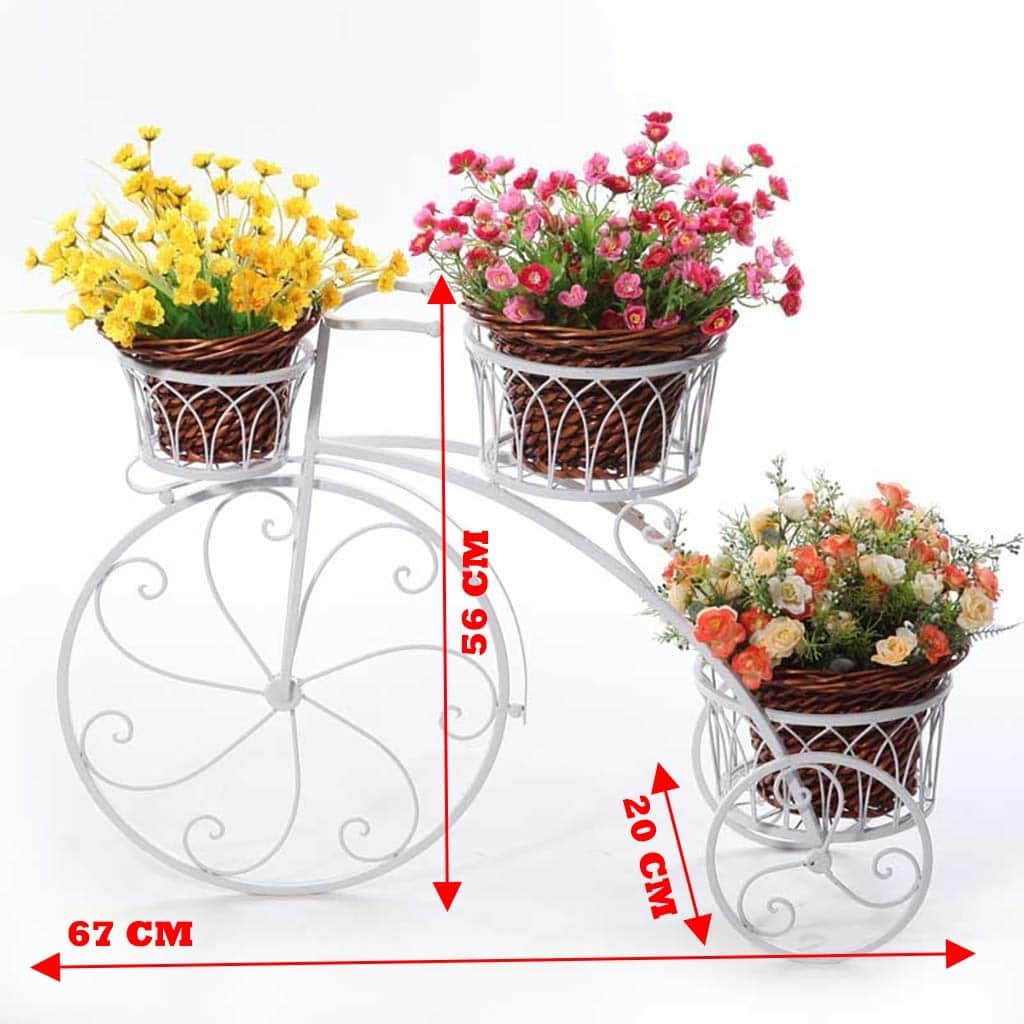 Cycle Design Flower Pot metal Stand (White) - top_view