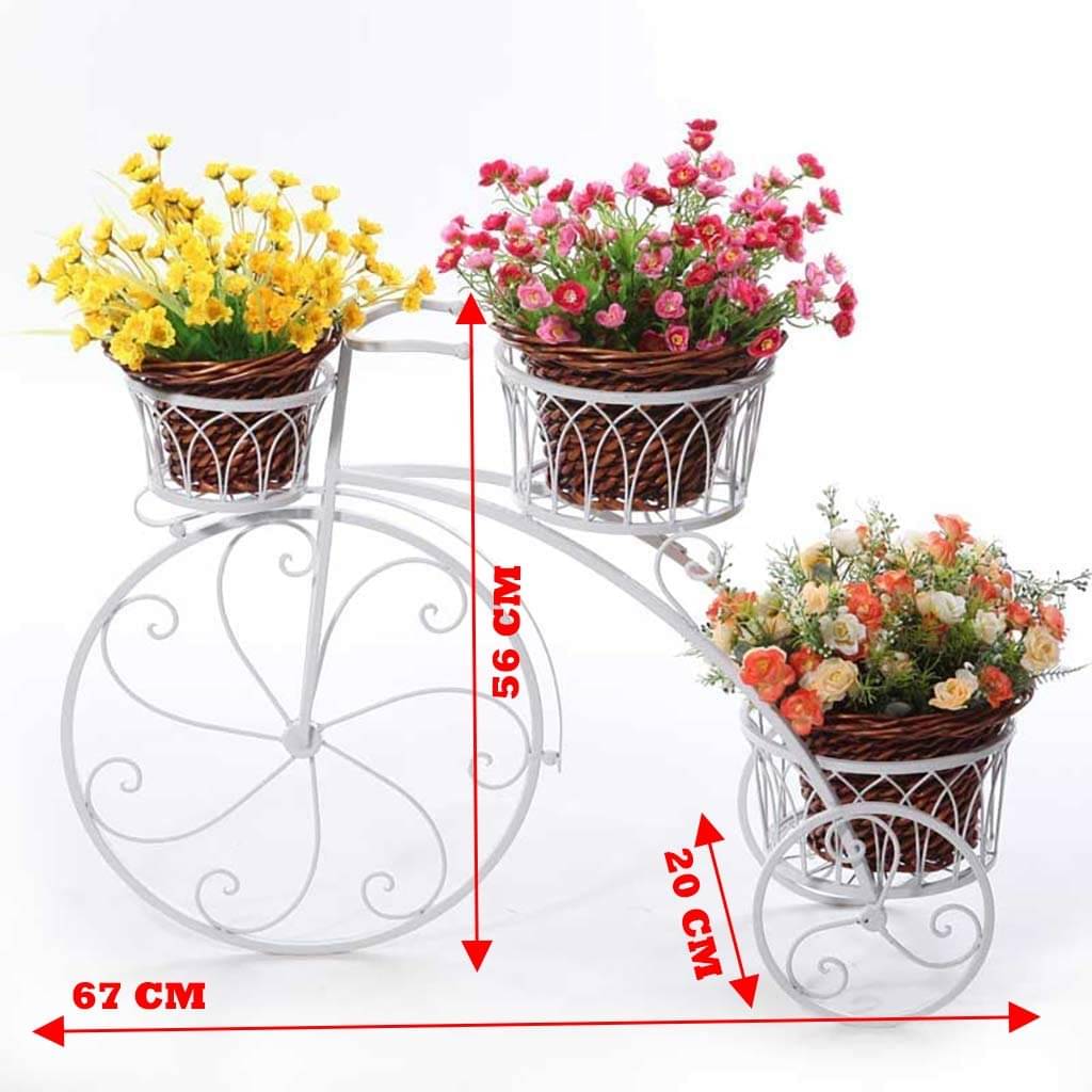 Cycle Design Flower Pot metal Stand (White)