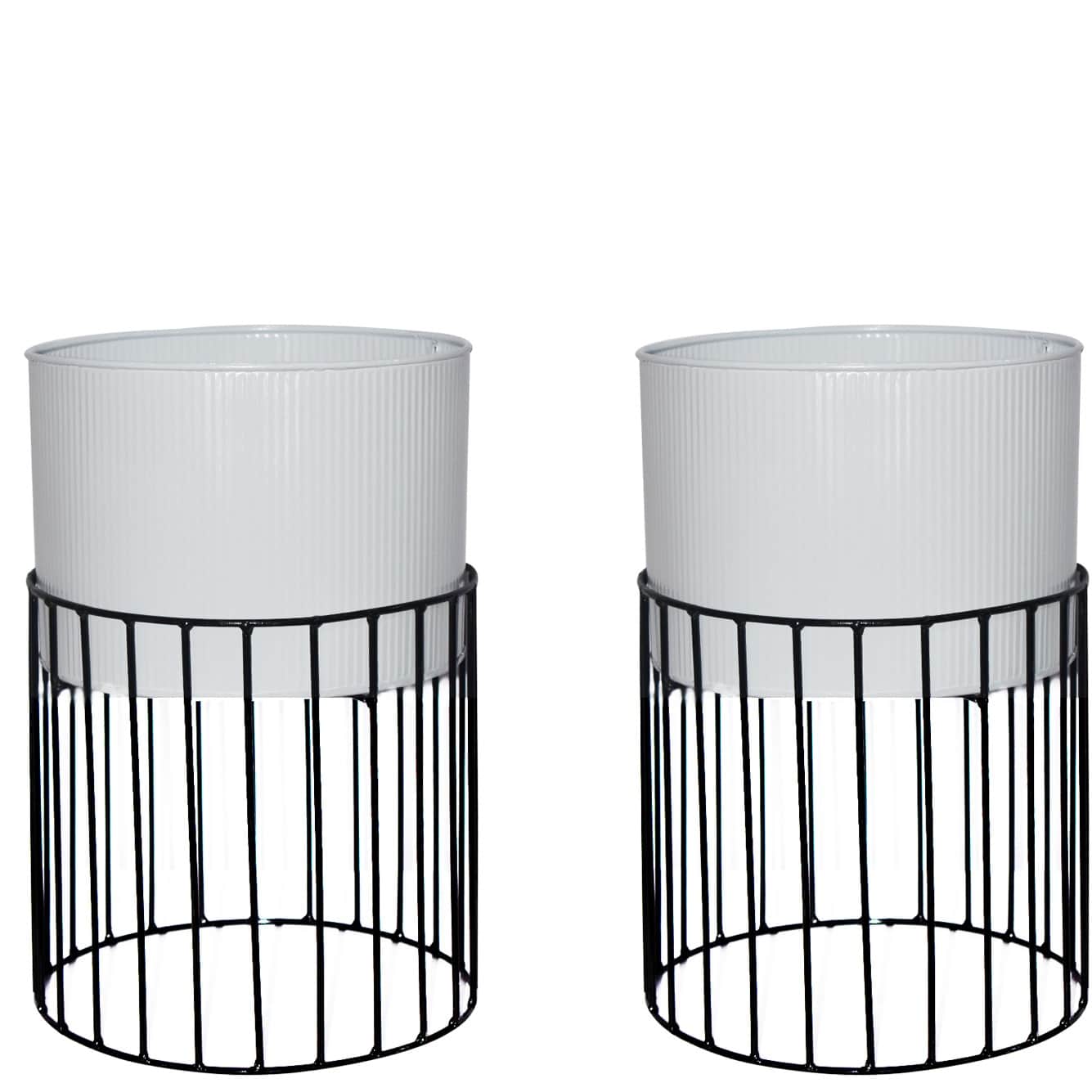 Medium Protracted Metal Wire Based Planter Stand With Metal - Set of 2 - front_view