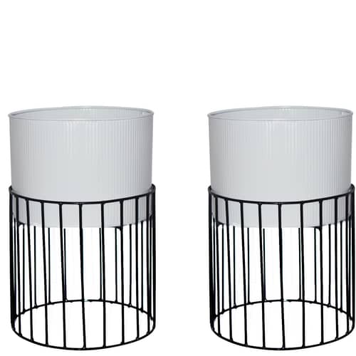 Medium Protracted Metal Wire Based Planter Stand With Metal - Set of 2