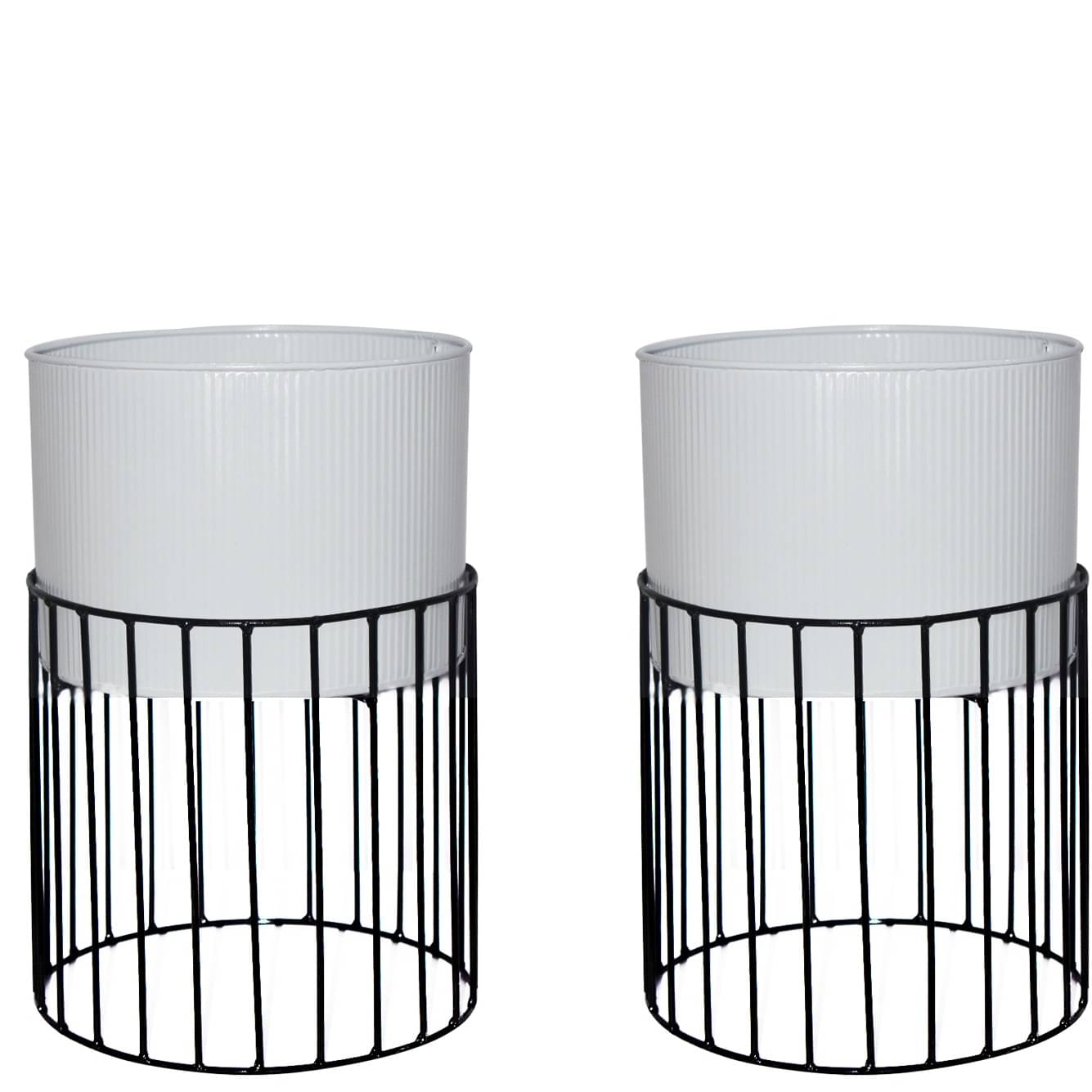 Medium Protracted Metal Wire Based Planter Stand With Metal - Set of 2