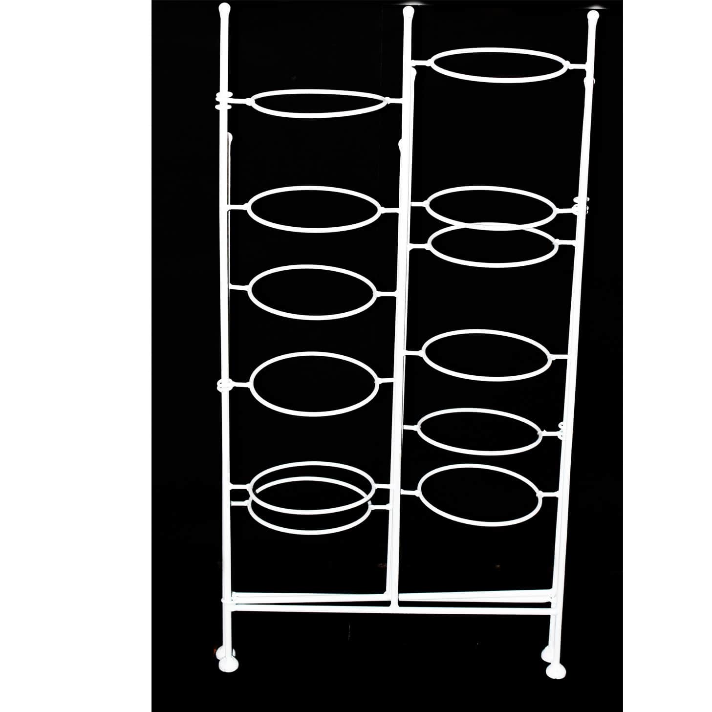 Metal Planter Fordable Stand with 12 Pot Holder (White) - rear_view