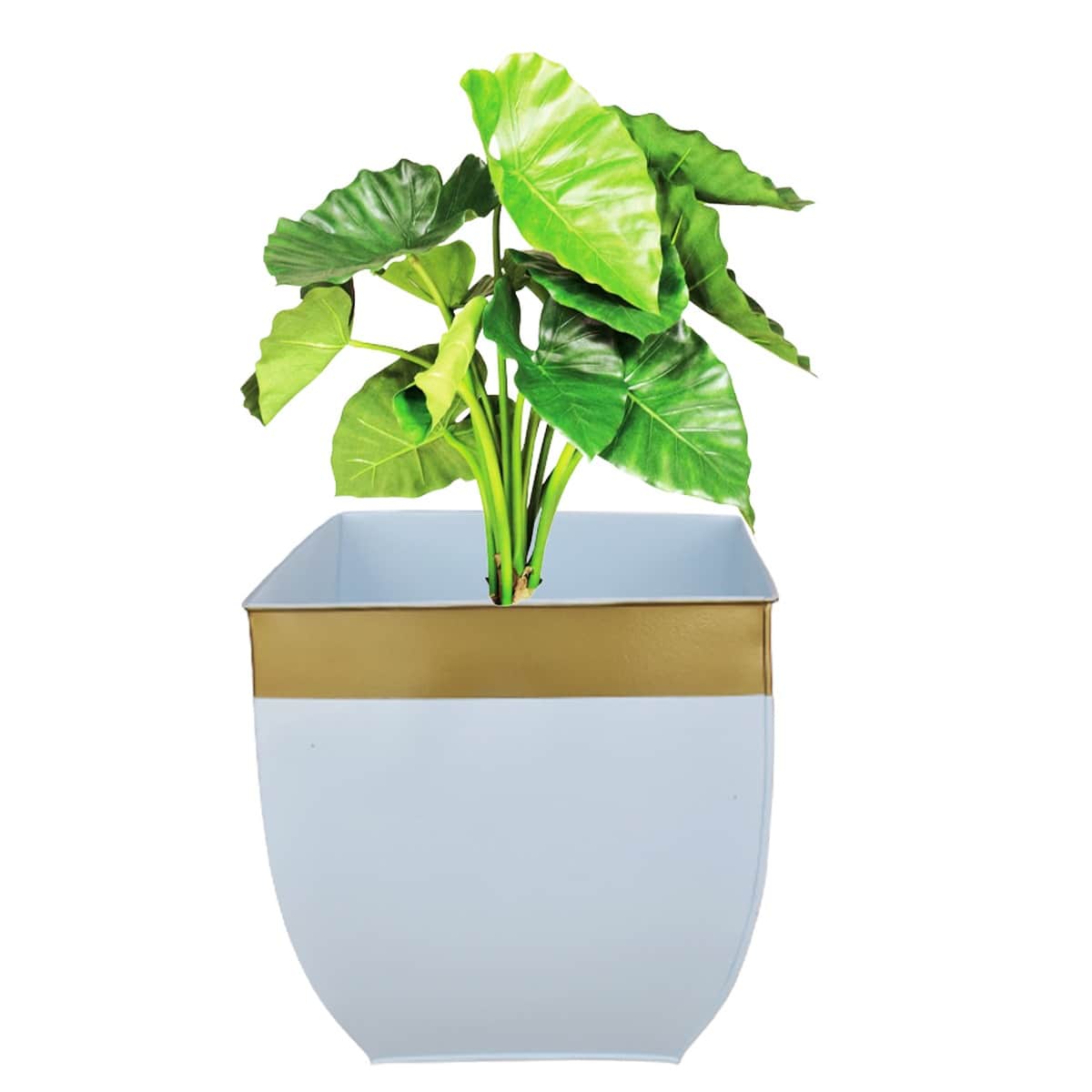 Metal Plant Pot Holder in White  (set of 2) - front_view