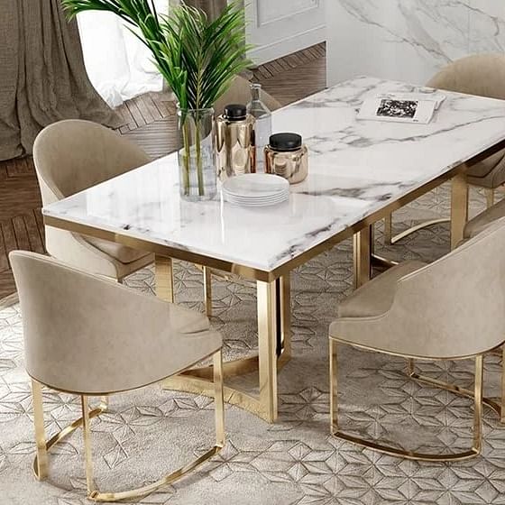 Steel dining table deals design