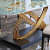 Modern Luxury Rectangular 4 Seater Dining Table Stone Top with Gold Stainless Steel - rear_view