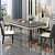 Stone Dining Table Set for 8 with Microfiber Leather Chairs - photo