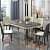 Stone Dining Table Set for 8 with Microfiber Leather Chairs - front_view