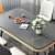 Stone Dining Table Set for 8 with Microfiber Leather Chairs - rear_view