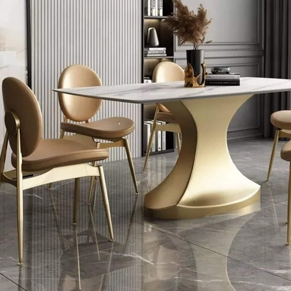 Luxury 6 Chairs Gold Marble Dining Table Sets - photo
