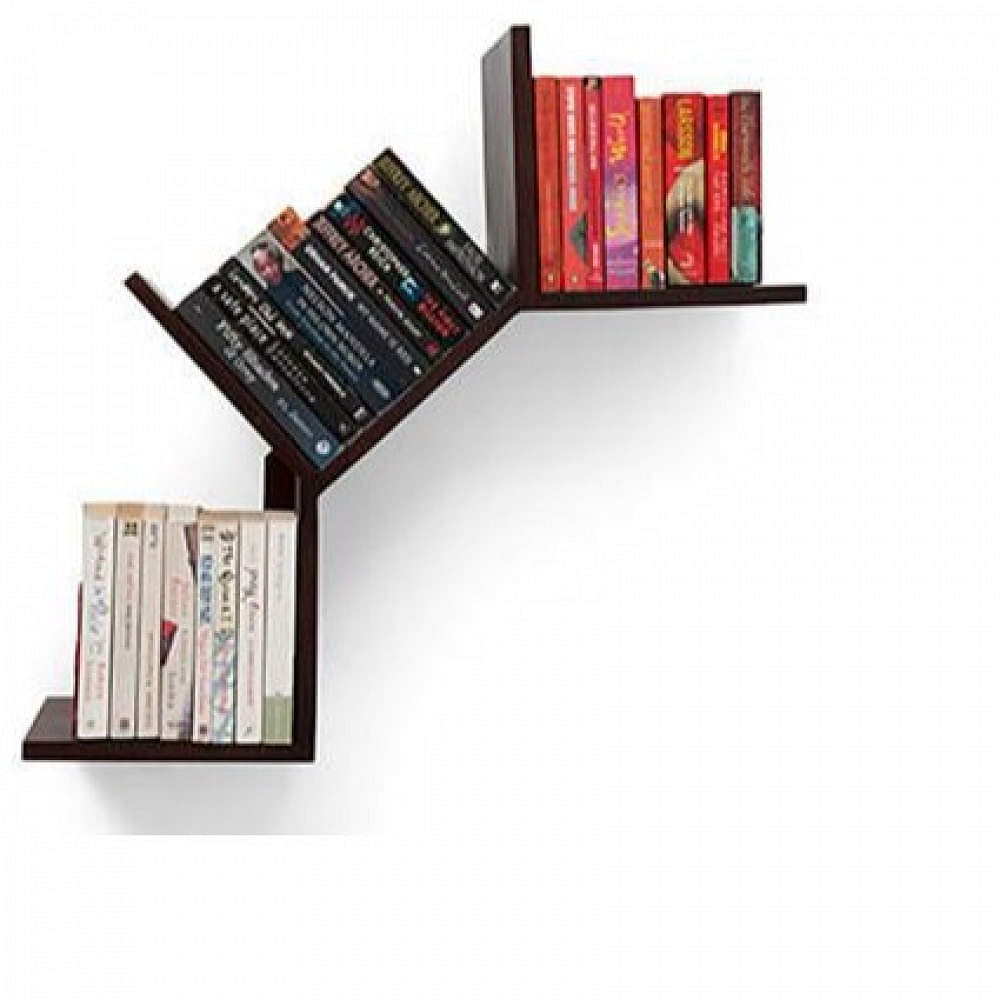 Wall Book Shelf With Mahogany Finish - photo