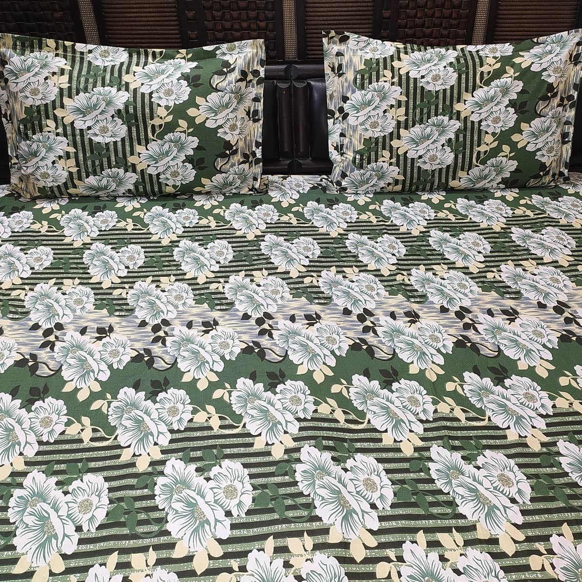 King Size Double Bedsheet With Two Pillow Covers - top_view