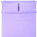 Self Stripe Pure Cotton Purple Queen Size Bedsheet with 2 Pillow Covers - top_view