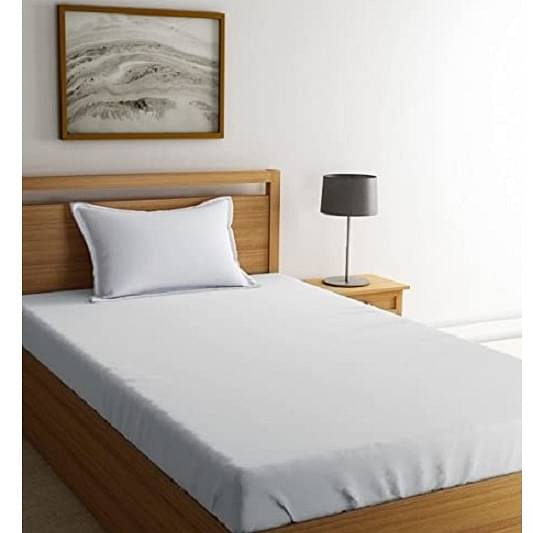 Plain White Single Bedsheet With 1 Pillow Cover (60x90)Inches