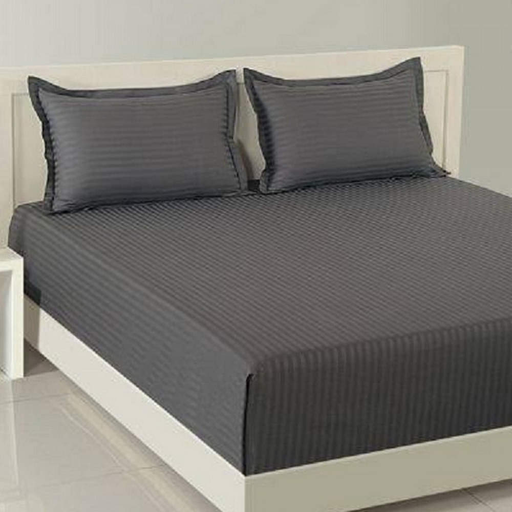 Pure Cotton Grey Queen Size Bedsheet With 2 Pillow Covers - photo