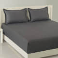 Pure Cotton Grey Queen Size Bedsheet With 2 Pillow Covers - photo