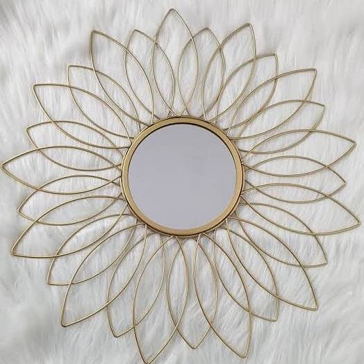 Leaf Design Round Art Wall Mirror