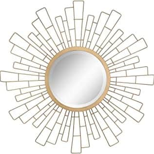 Decorative Antique Gold Geometric Metal Wall Mirror - rear_view